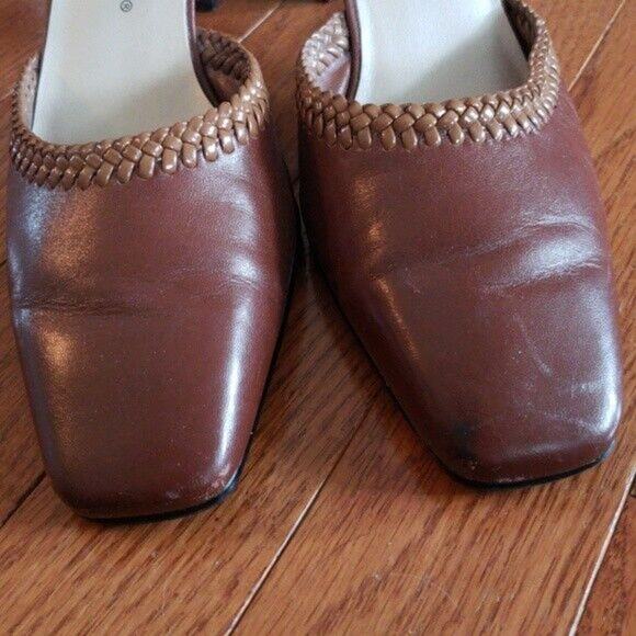 Andrew Geller Magic Heels Brown Ankle Strap Heels - Size 6 - Picture 4 of 8